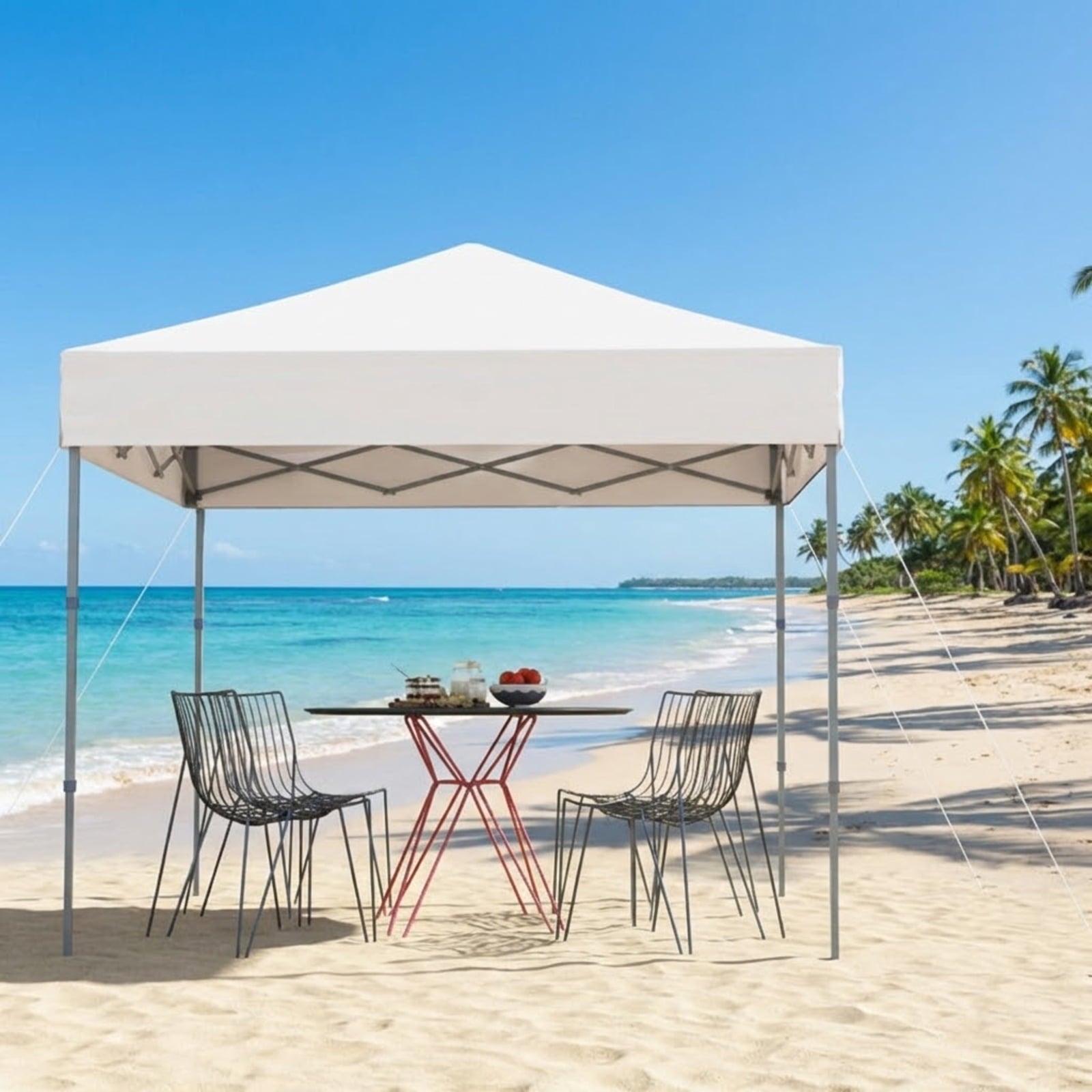 Biotree 6.6 x 6.6 Feet Outdoor Pop-up Canopy Tent with UPF 50+ Sun Protection and Carry Bag, Instant Sun Shelter for Beach Camping Park Backyard, White