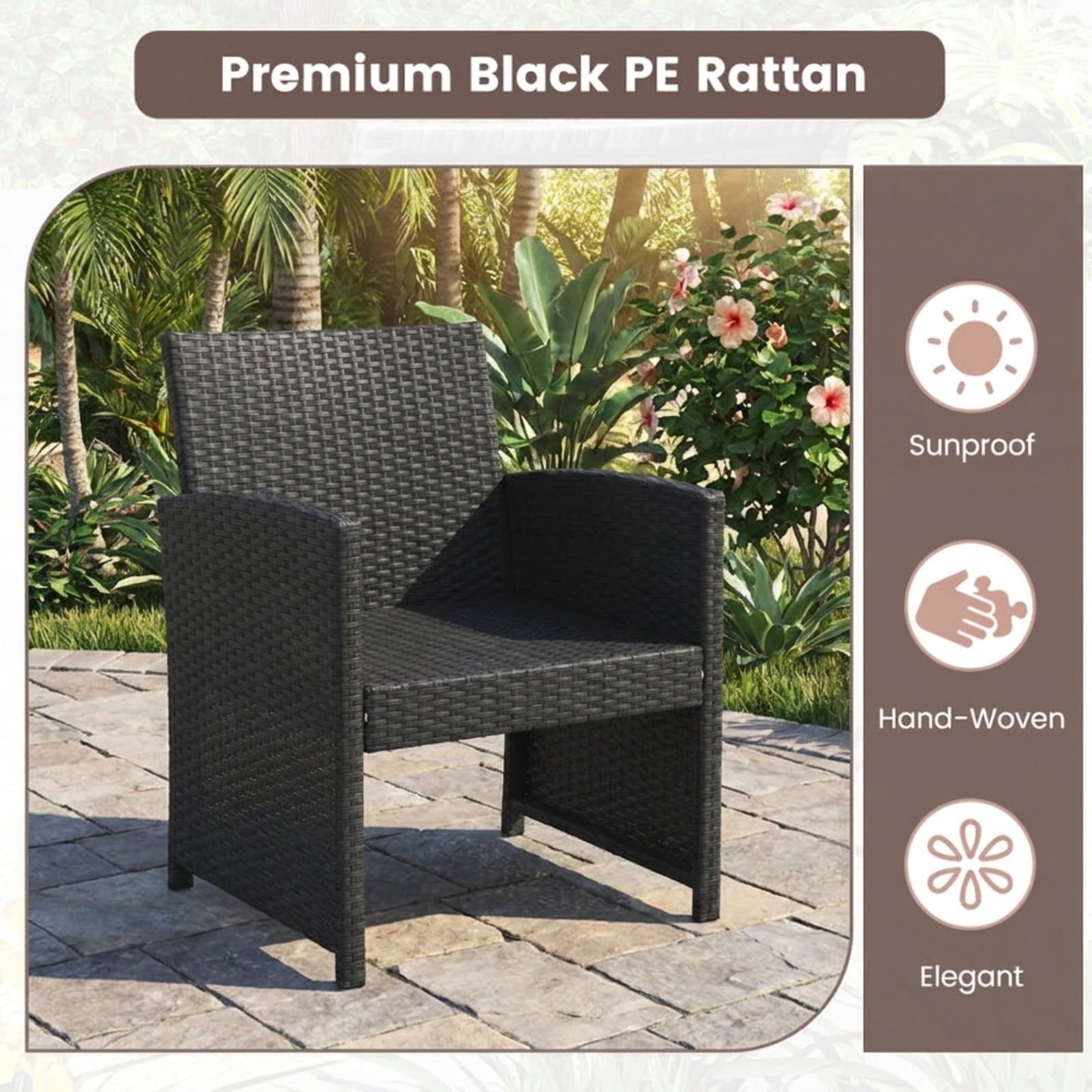 Biotree 4 Pieces Patio Furniture Set with Tempered Glass Tabletop and Removable Cushion Outdoor Conversation Set for Garden Backyard PorchWhite