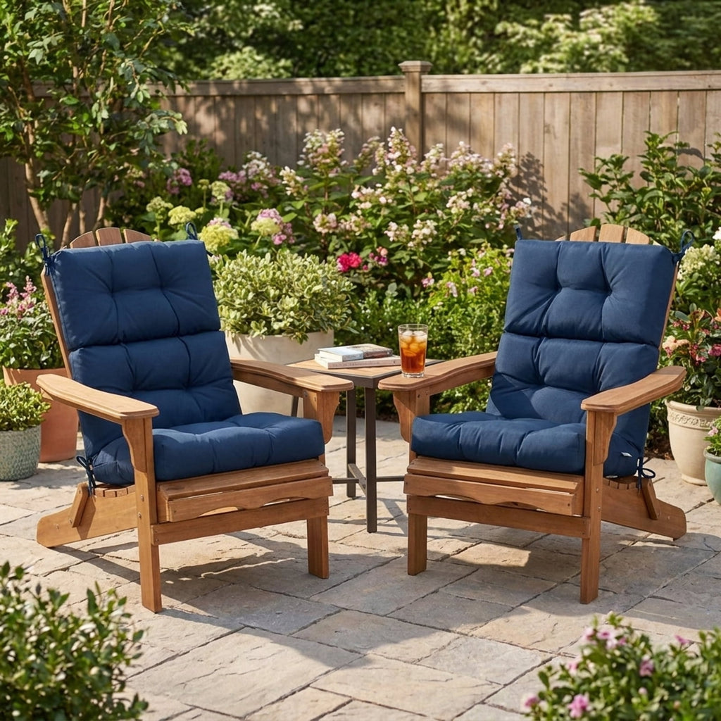 Biotree 22 X 44 Inch Tufted Outdoor Patio Chair Seating Pad Comfortable Patio Chair Cushion PadBlue
