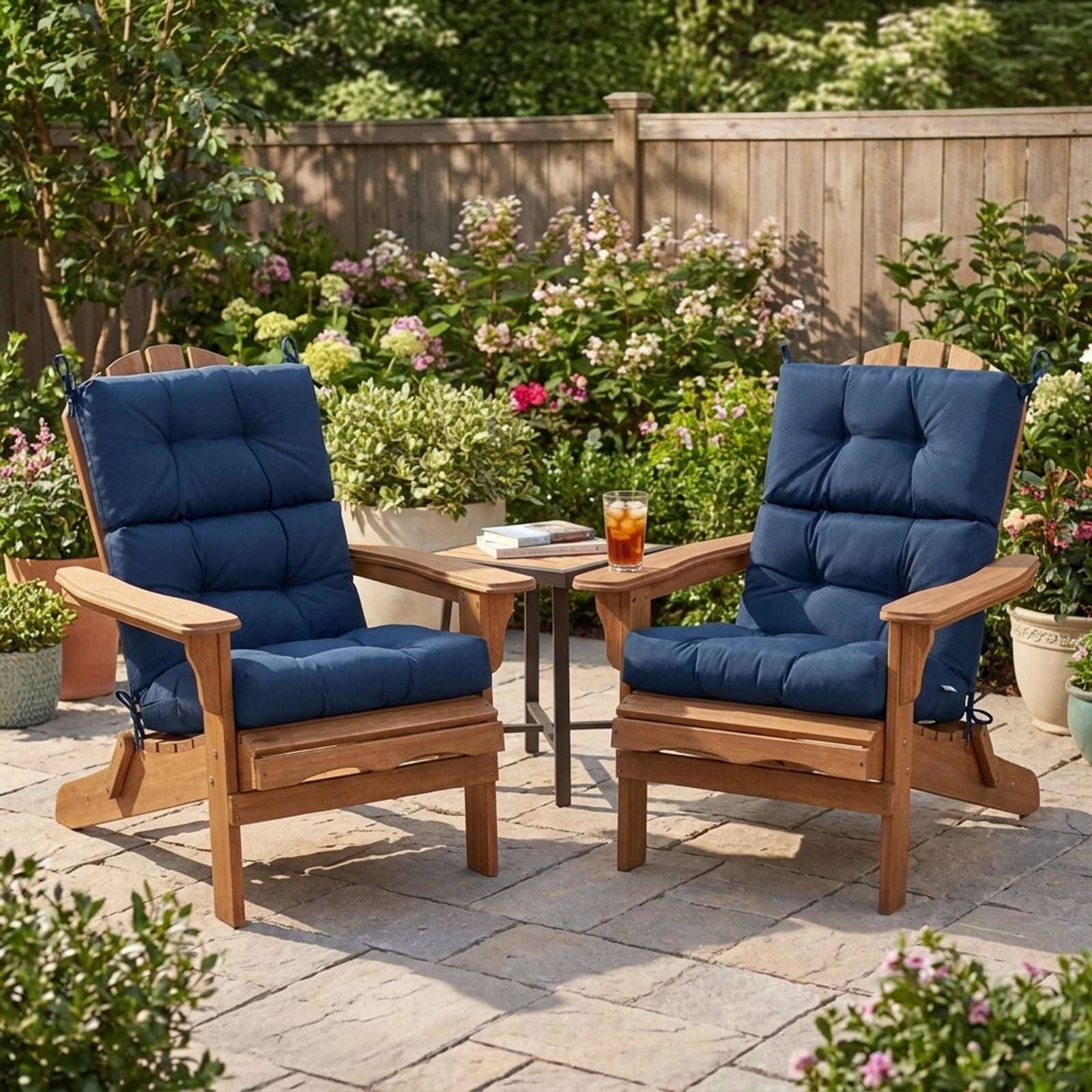 Biotree 22 X 44 Inch Tufted Outdoor Patio Chair Seating Pad Comfortable Patio Chair Cushion PadBlue