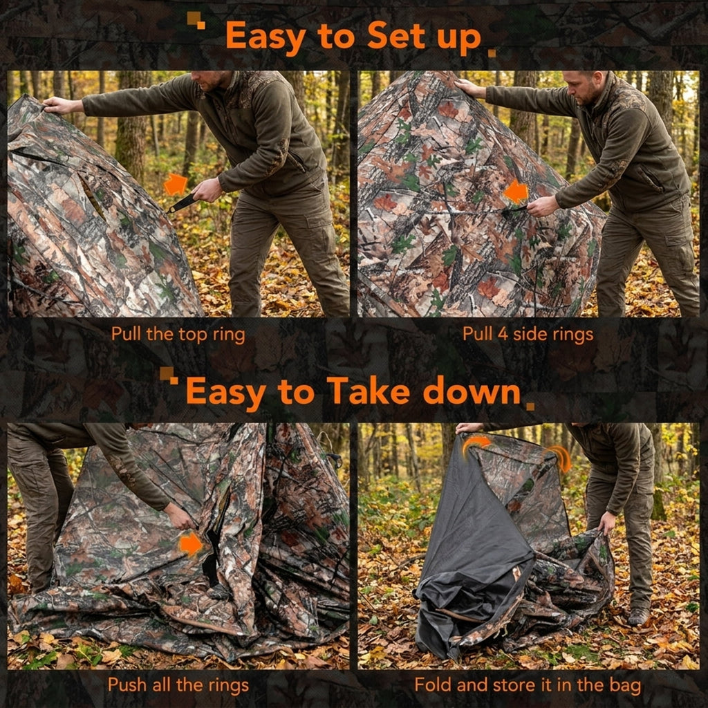 Biotree 360¡ã One Way See Through Ground Hunting Blind for Deer and Turkey Hunting, Camouflage