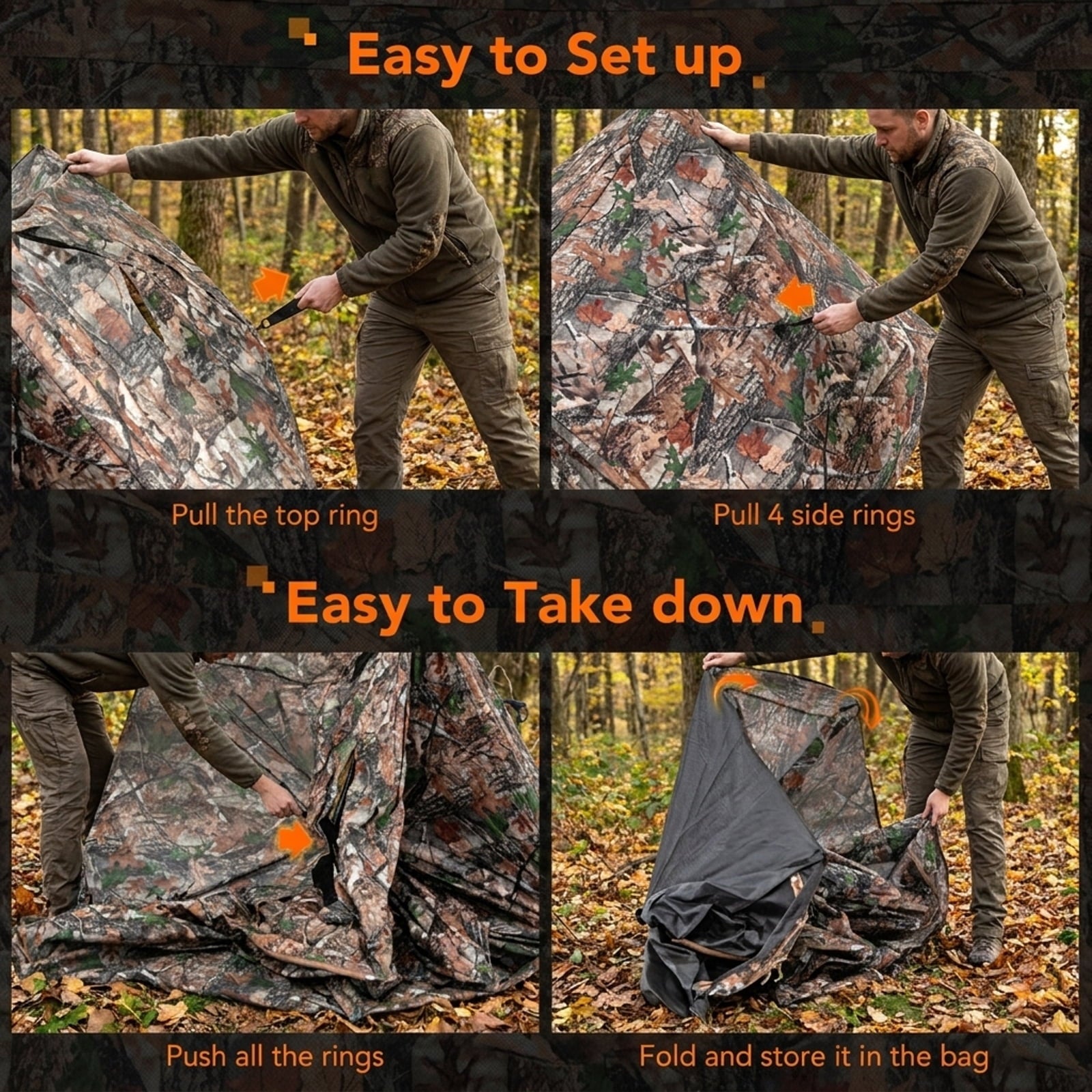 Biotree 360¡ã One Way See Through Ground Hunting Blind for Deer and Turkey Hunting, Camouflage