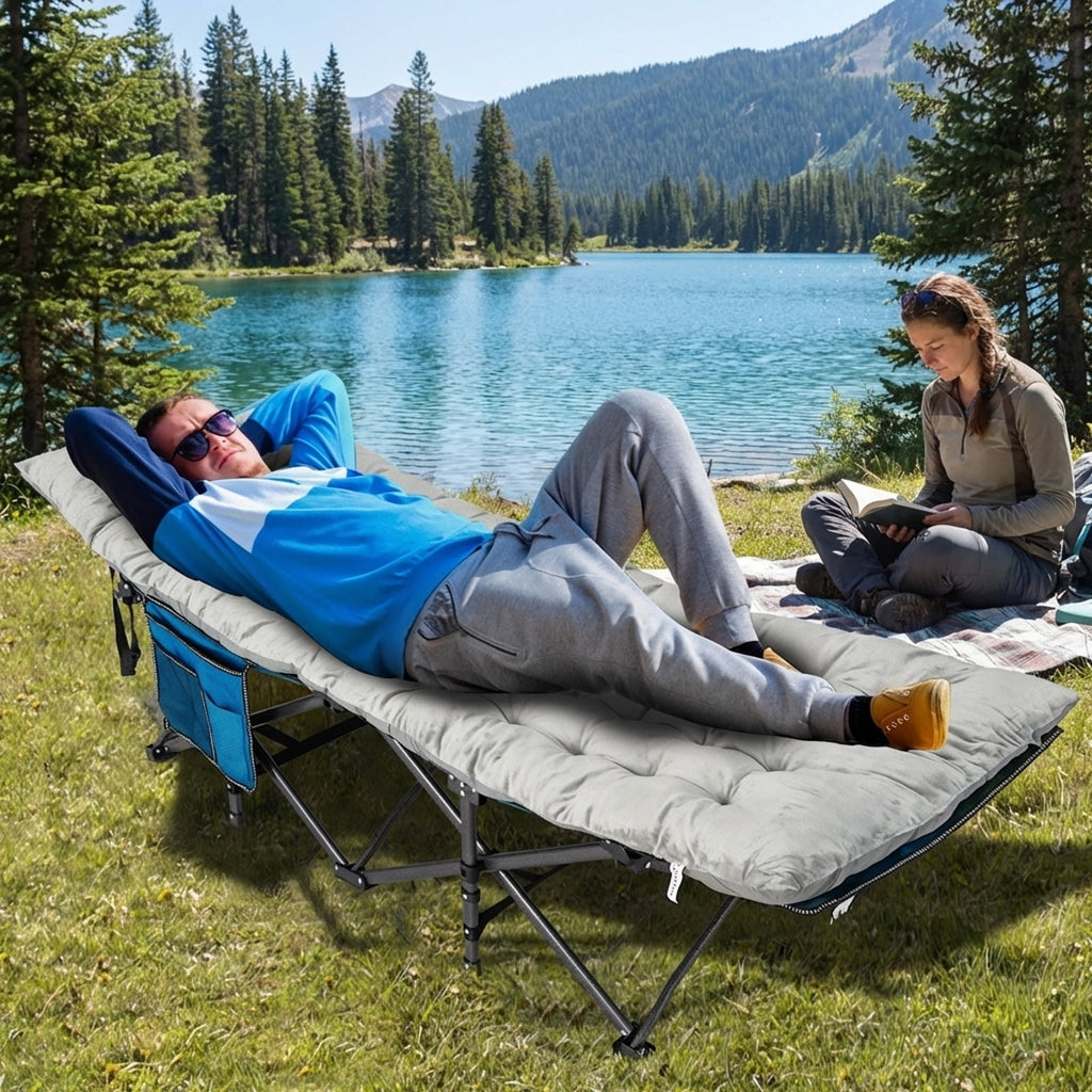 Biotree 75 x 27.5 Inch Camping Cot Pad with Soft Breathable Crystal Velvet Portable Sleeping Pad for Camping Cot, Gray