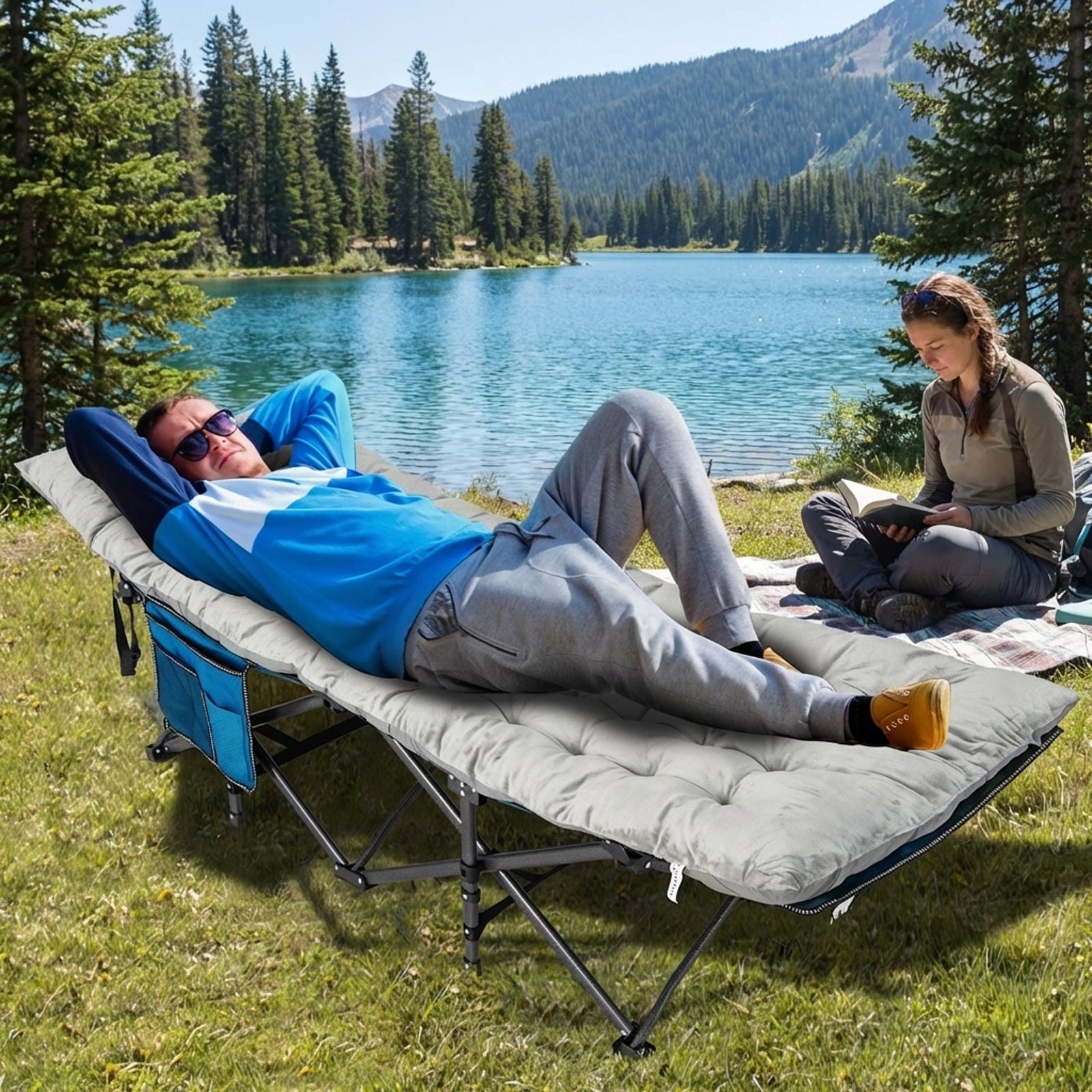 Biotree 75 x 27.5 Inch Camping Cot Pad with Soft Breathable Crystal Velvet Portable Sleeping Pad for Camping Cot, Gray