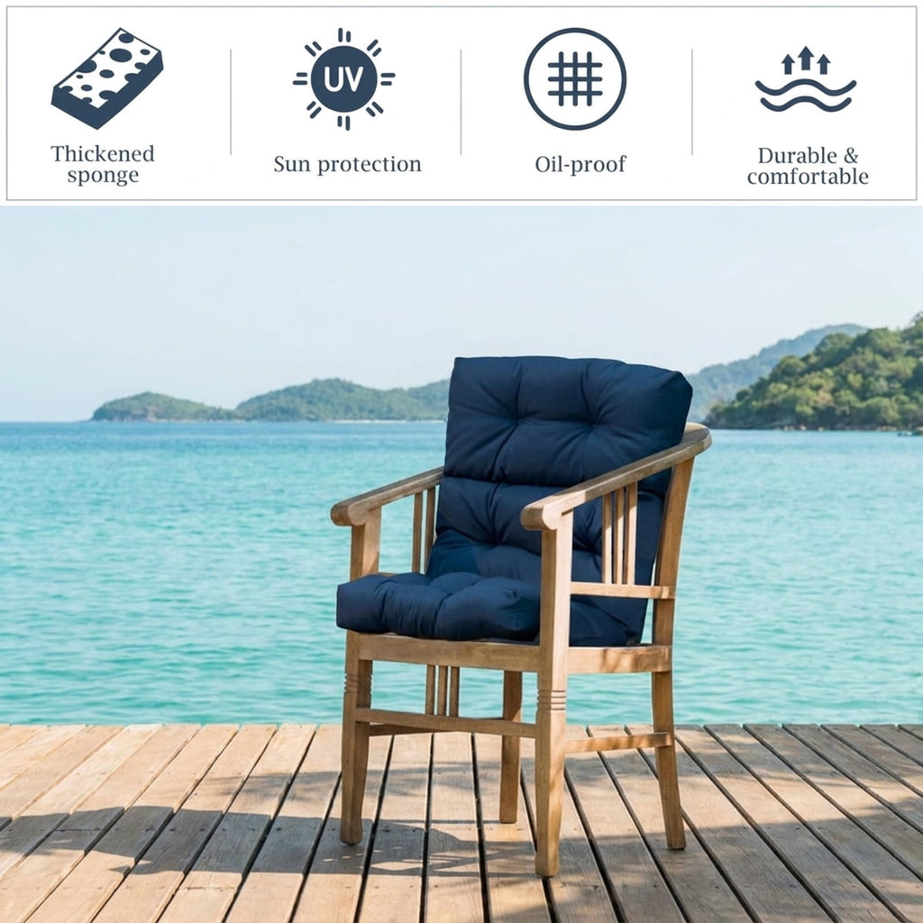 Biotree 22 X 44 Inch Tufted Outdoor Patio Chair Seating Pad Comfortable Patio Chair Cushion PadBlue