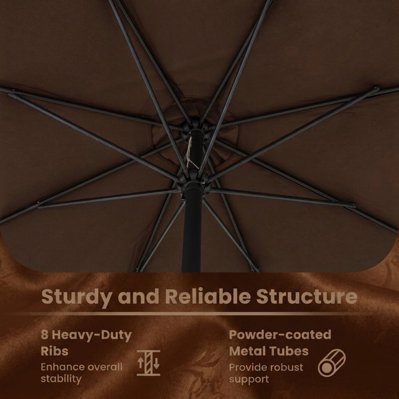 Biotree 12 ft Market Patio Umbrella with Crank and Tilt, 8 Sturdy Ribs, Vented Canopy - Beige for Backyard