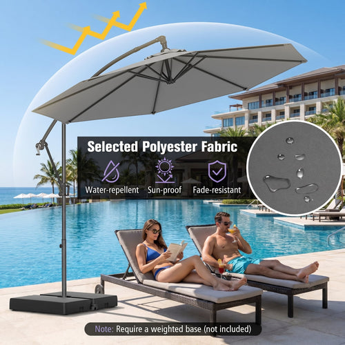 Biotree 10 ft Cantilever Patio Umbrella Offset Hanging with Cross Base, 8 Ribs - Multicolor for Backyard