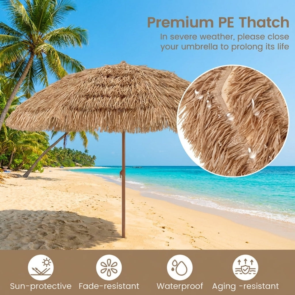 Biotree 9.5 ft Cantilever Patio Umbrella Offset Hanging with Cross Base, 8 Ribs - Natural for Backyard