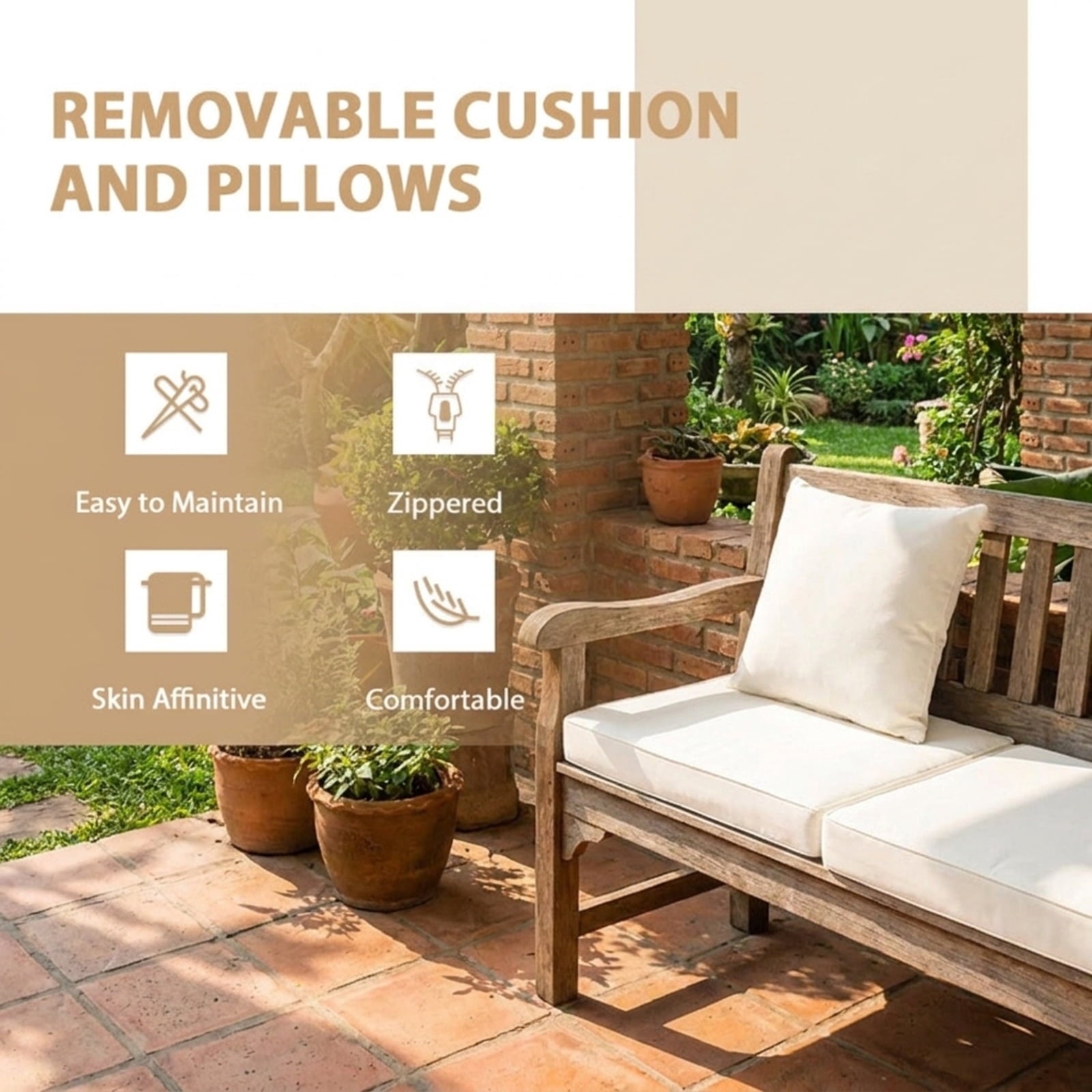 Biotree 5 Pieces Patio Rattan Furniture Set with Cushioned Armless Sofa Outdoor Conversation Set for Garden Backyard PorchWhite