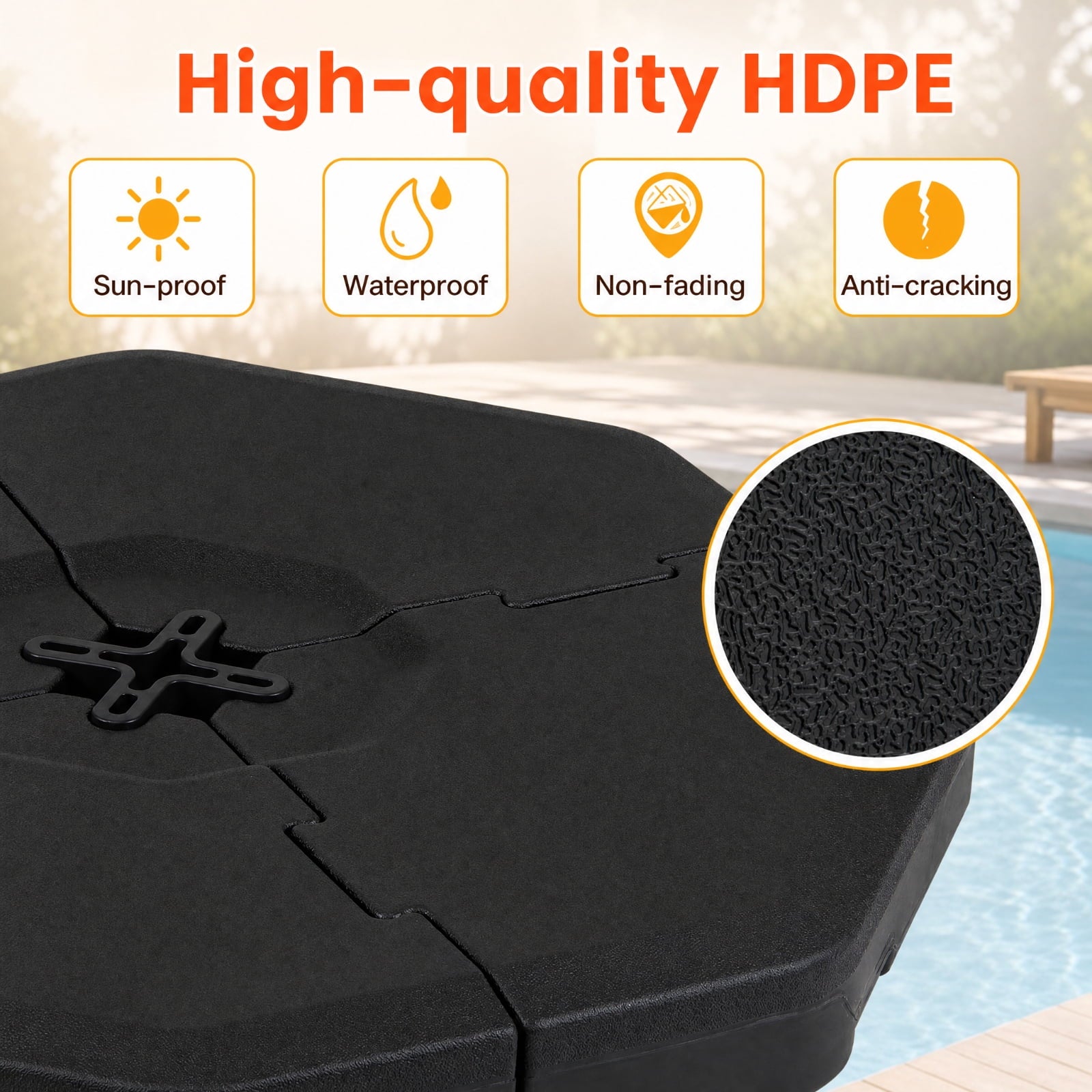 Biotree 4-Piece Fillable Cantilever Umbrella Base Weight, 41 x 41 Inch for Patio, Garden and Poolside, Black