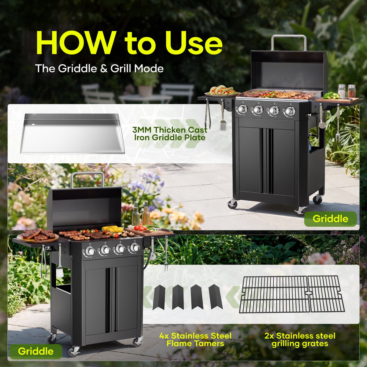 Biotree 4-Burner Gas Teppanyaki and Grill Combo