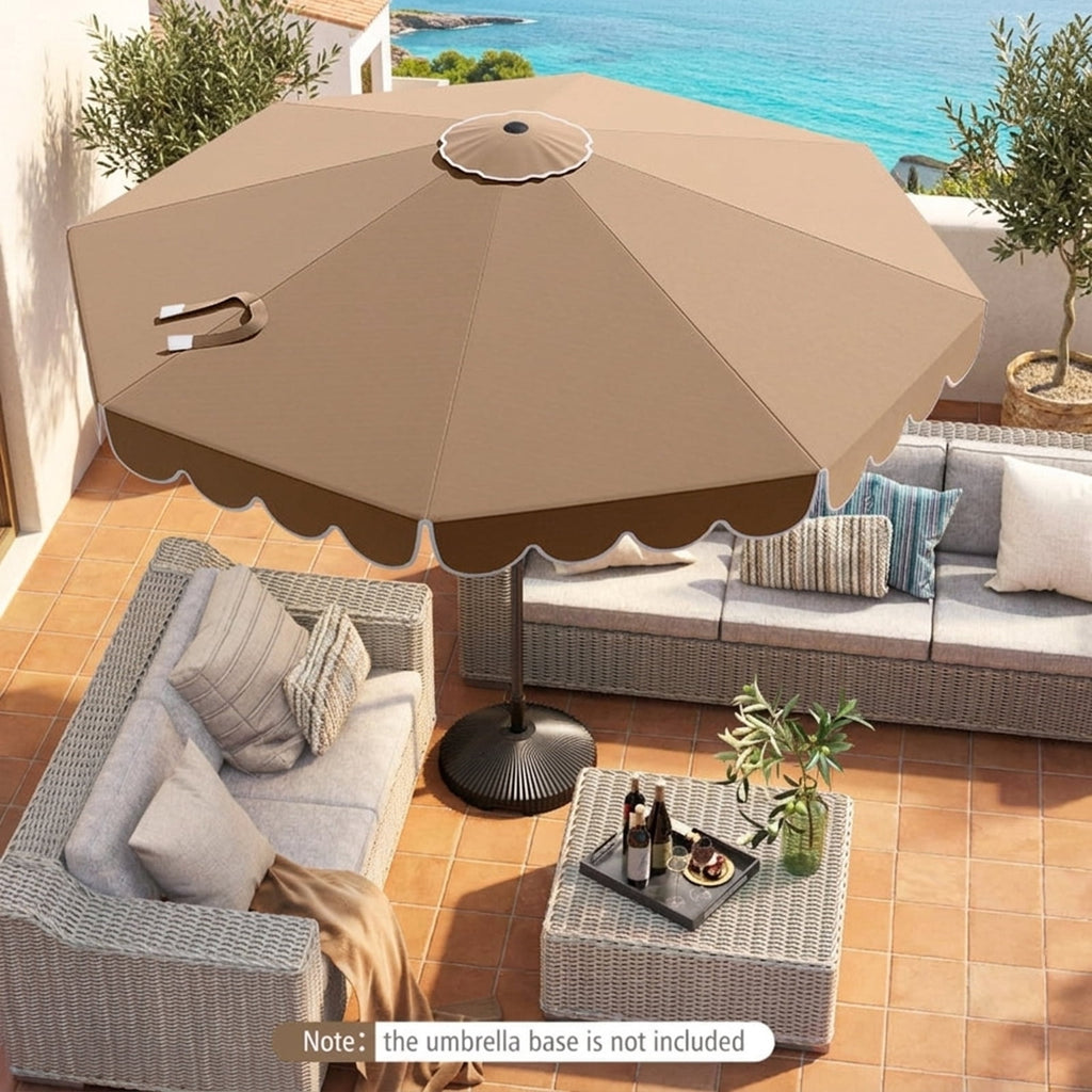 Biotree 10 ft Market Patio Umbrella with Crank and Tilt, 8 Sturdy Ribs, Vented Canopy - Beige for Backyard
