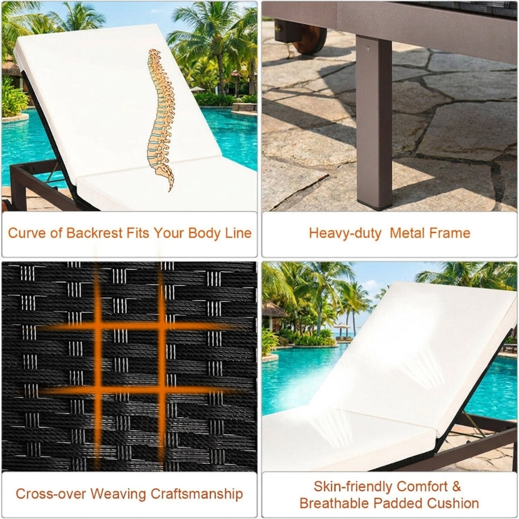 Biotree Back Adjustable Cushioned Patio Rattan Lounge Chair Stackable Patio Chair for Garden BackyardWhite