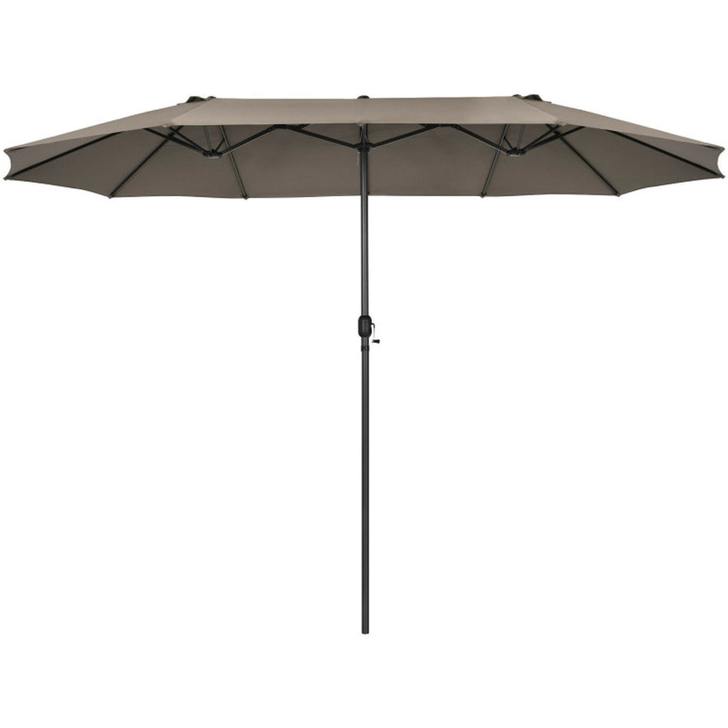 Biotree 15 ft Double-Sided Twin Patio Umbrella Crank Tilt Outdoor Shade - Brown - UV Protection with Cross Base