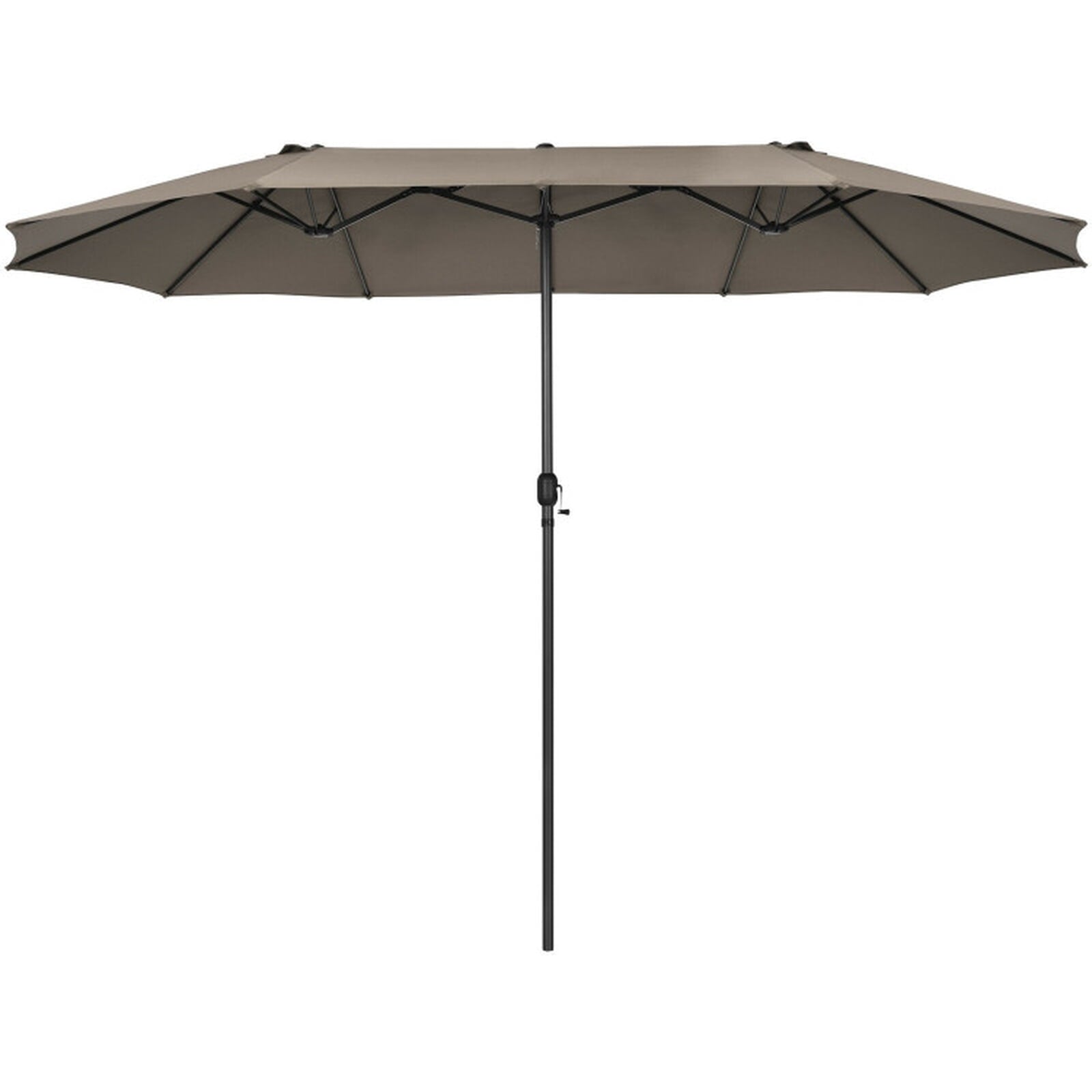 Biotree 15 ft Double-Sided Twin Patio Umbrella Crank Tilt Outdoor Shade - Brown - UV Protection with Cross Base