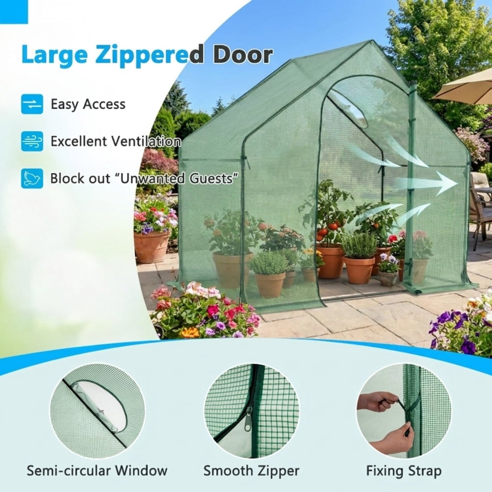 Biotree Portable Outdoor Warm House with PE Cover and Roll for Outdoor Garden Backyard Patio Vegetables Flowers, Green