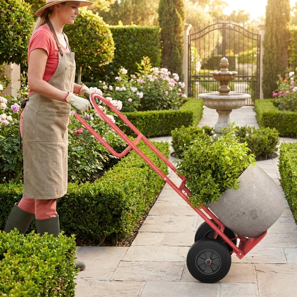 Biotree P-Handle Sack Truck with 10 Inch Wheels and Foldable Load Area for Garden Yard Lawn Work Outdoor, Black
