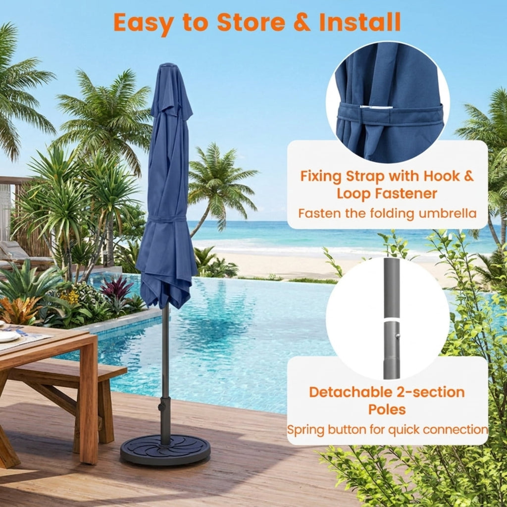 Biotree 7.5 FT Patio Umbrella, Outdoor Patio Heavy Duty Market Umbrella with Push Button Tilt for Patio Garden Backyard Pool, Navy