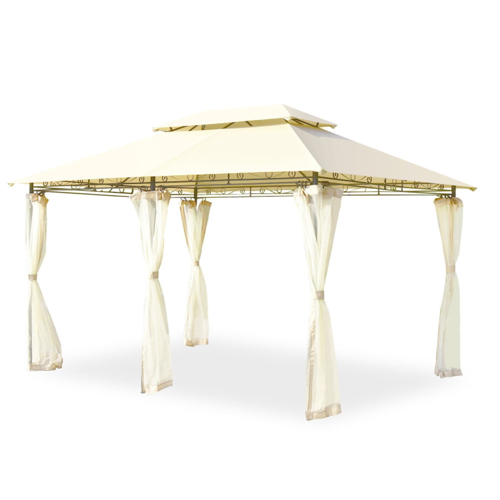 Biotree 10 Feet x 13 Feet Tent Canopy Shelter with Removable Netting Sidewall Beige - Outdoor Patio Backyard Garden Shade Canopy Shelter
