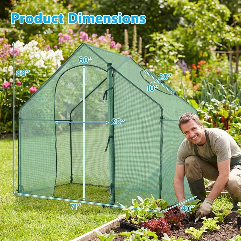 Biotree Portable Outdoor Warm House with PE Cover and Roll for Outdoor Garden Backyard Patio Vegetables Flowers, Green