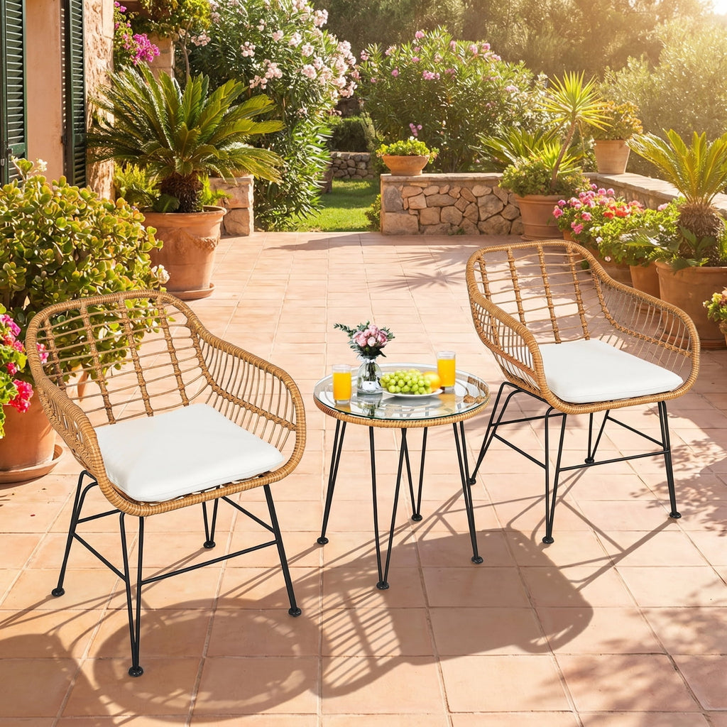 Biotree 3 Piece Patio Furniture Set Outdoor Conversation Set with Coffee Table Outdoor Conversation Set for Garden Backyard PorchGrey