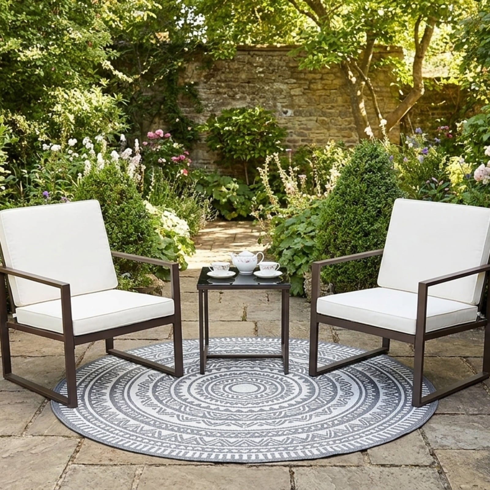 Biotree Outdoor Glider Chairs Set of 2 with Ergonomic Backrest and Seat Stackable Patio Chair for Garden BackyardBeige