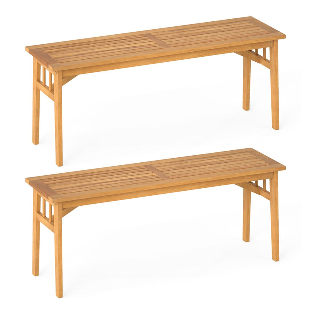Biotree 48 Inches Acacia Wood Bench with Breathable Slat Seat and Stable Triangular Structure-1Natural