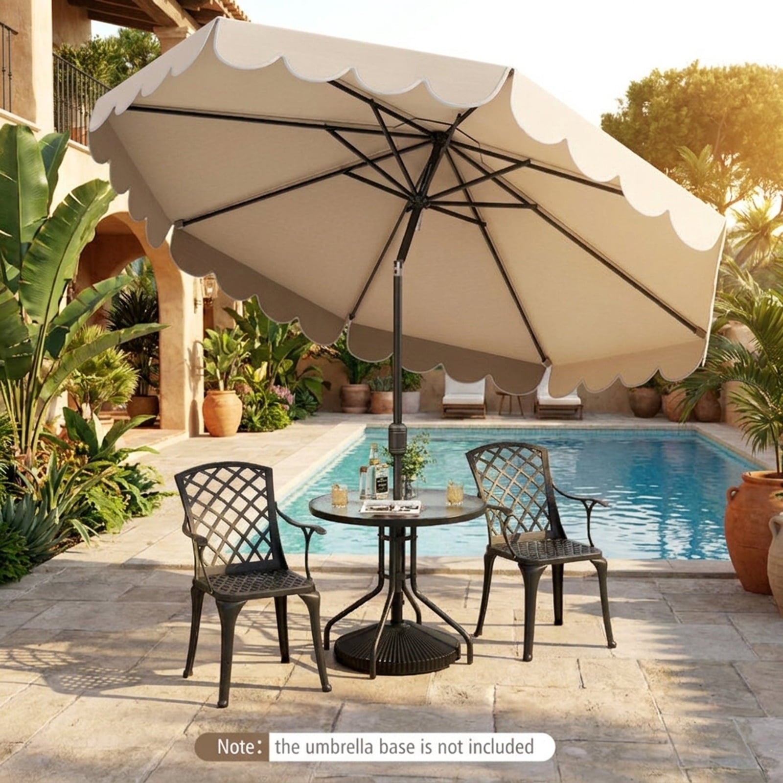 Biotree 10 ft Market Patio Umbrella with Crank and Tilt, 8 Sturdy Ribs, Vented Canopy - Beige for Backyard