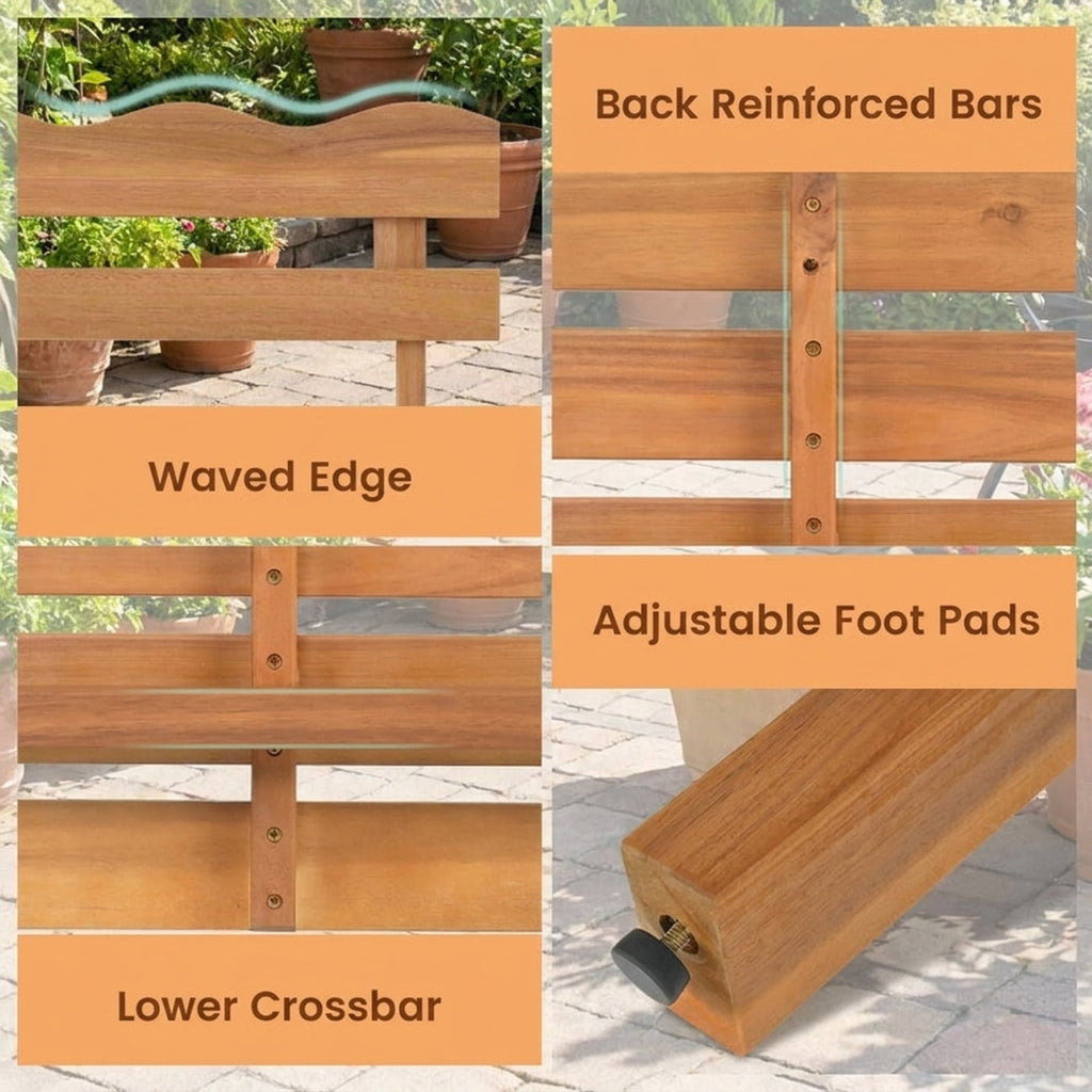 Biotree Outdoor Acacia Wood Garden Bench with 800 Lbs Weight Capacity Stackable Patio Chair for Garden BackyardNatural