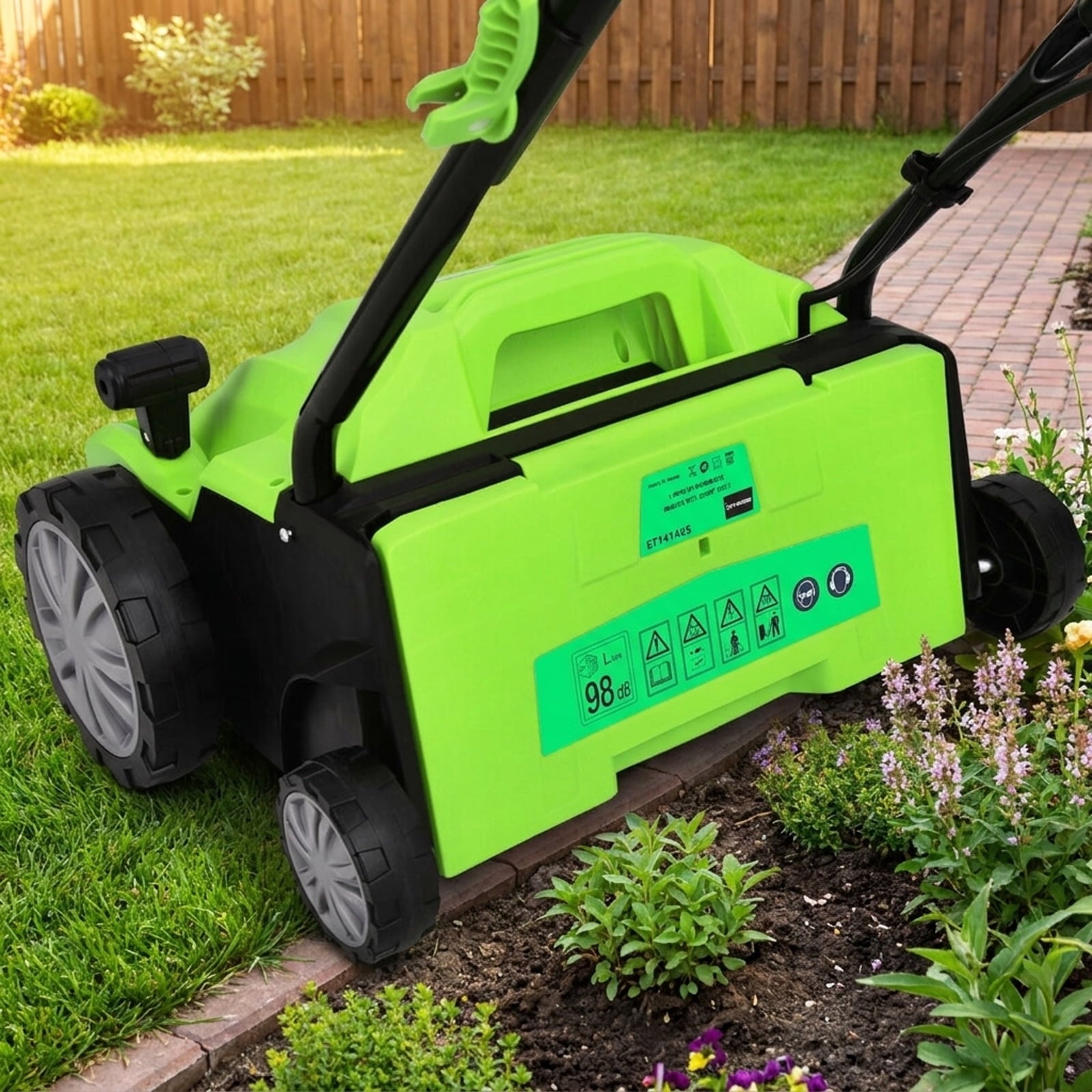 Biotree 13 Inch 12 Amp Electric Scarifier with Collection Bag and Removable Blades for Lawn Garden Yard Soil Care, Green