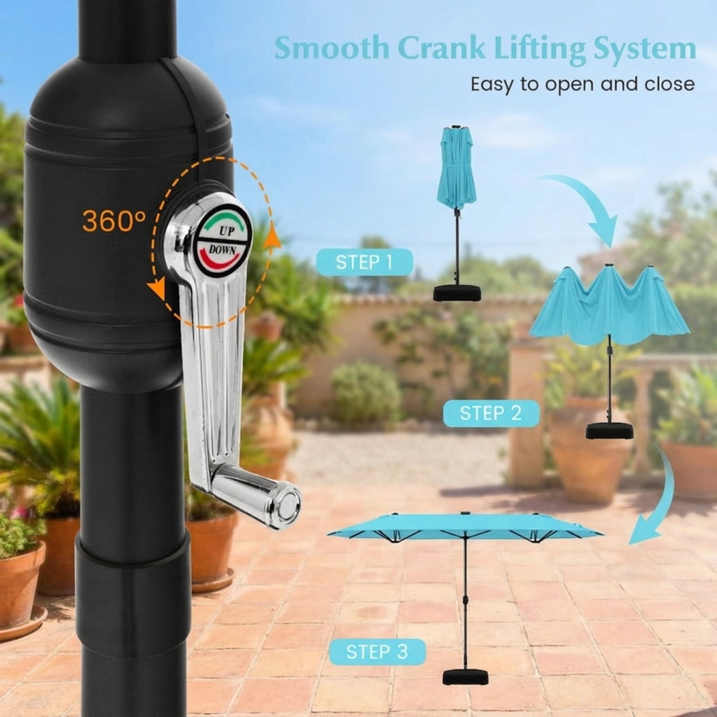 Biotree 13 ft Cantilever Patio Umbrella Offset Hanging with Cross Base, 8 Ribs - Multicolor for Backyard