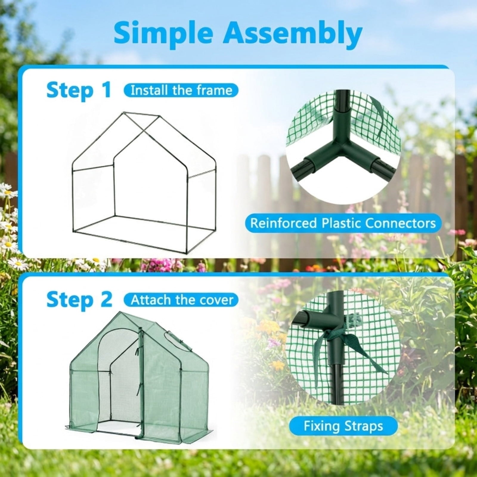 Biotree Portable Outdoor Warm House with PE Cover and Roll for Outdoor Garden Backyard Patio Vegetables Flowers, Green