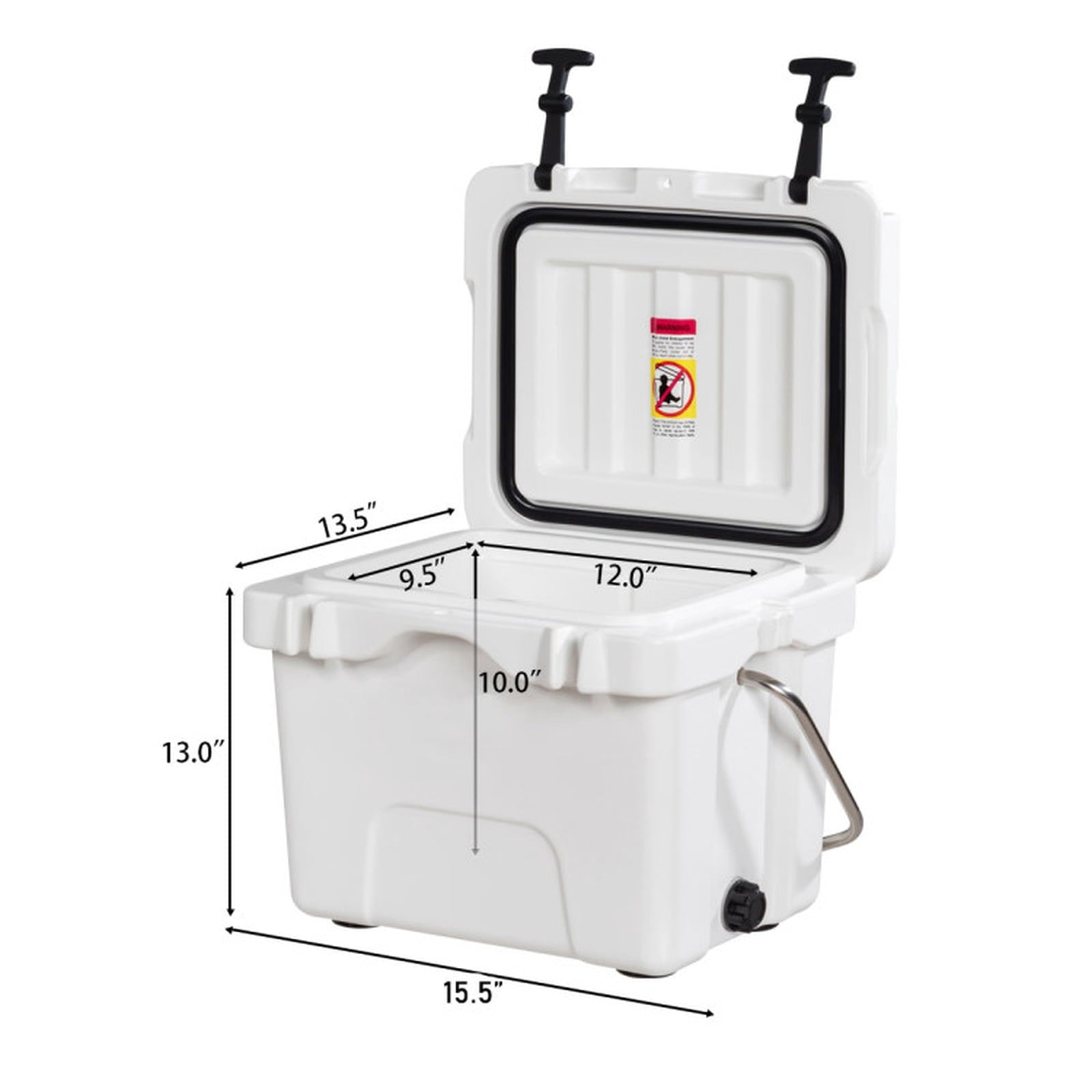 Biotree 16 Quart 24 Can Capacity Portable Insulated Ice Cooler with 2 Cup Holders, White
