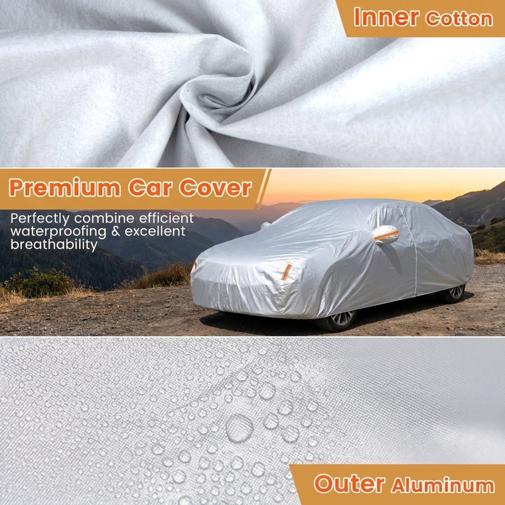 Biotree 200 Inch Car Cover Waterproof UV Protection All-Weather Full Cover Large SUV Universal Fit - Silver