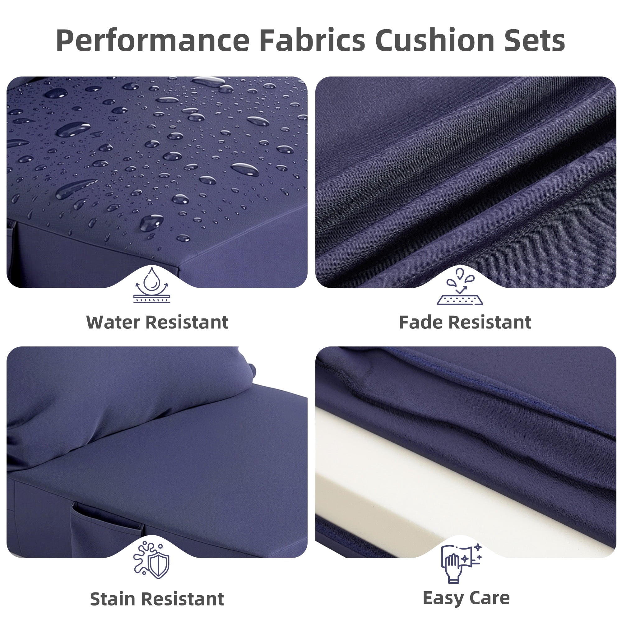 Biotree Outdoor Seat Cushions for Chairs,Waterproof Fade-Resistant Patio Furniture Replacement Cushions with Removable Cover,Blue