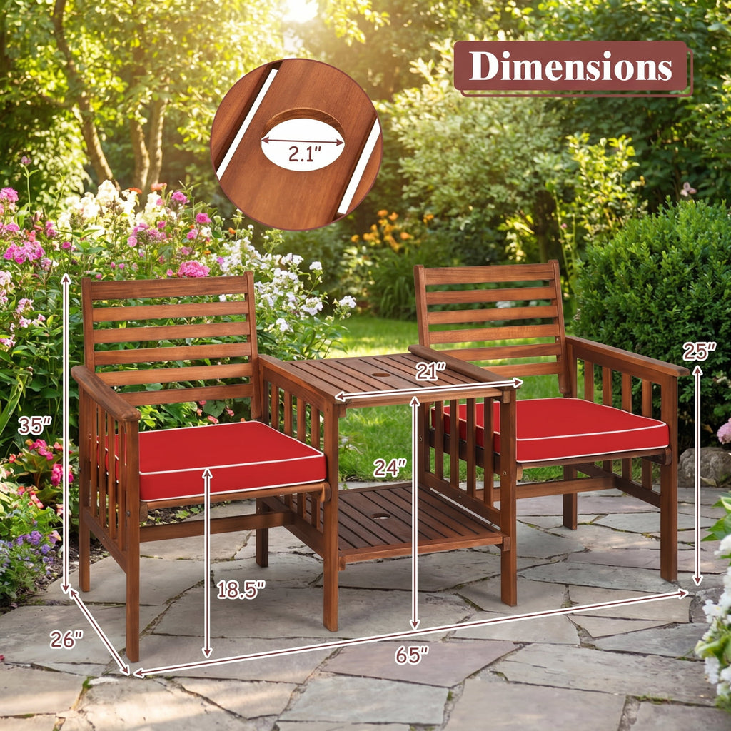 Biotree Acacia Wood Outdoor Garden Bench Set of 1/2 with Slatted Seat and 800 Lbs Capacity-Set of 1Natural