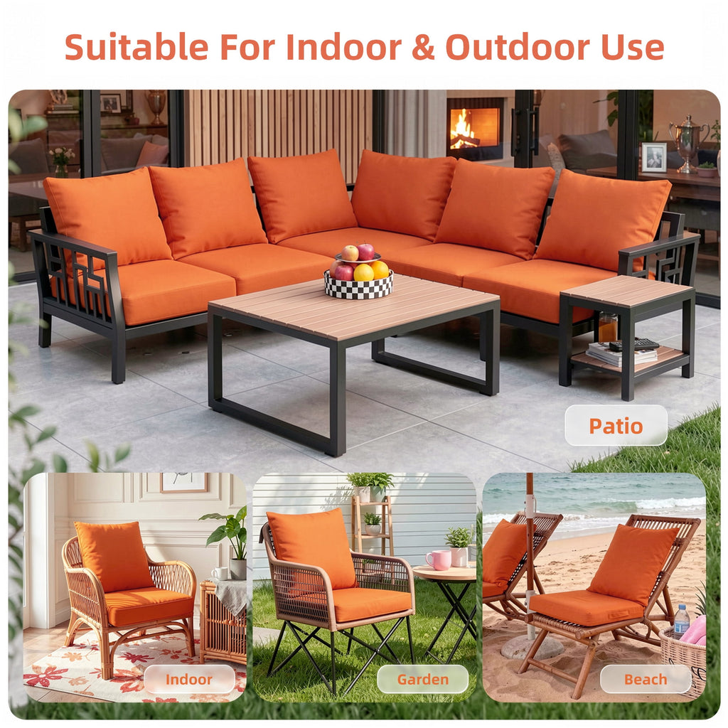 Biotree Outdoor Seat Cushions for Chairs,Waterproof Fade-Resistant Patio Furniture Replacement Cushions with Removable Cover,Orange
