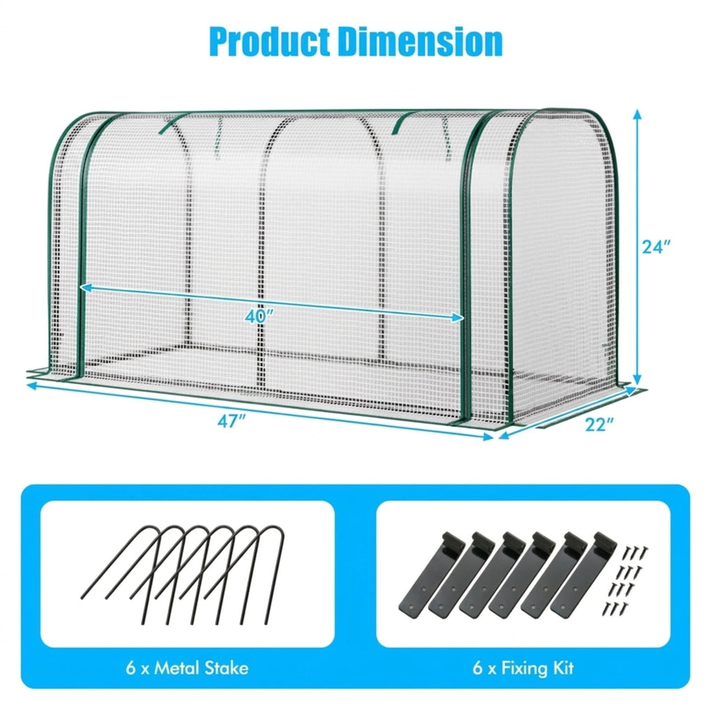 Biotree Mini Tunnel Greenhouse with Roll-up Zipper Door for Outdoor Garden Backyard Patio Vegetables Flowers, White