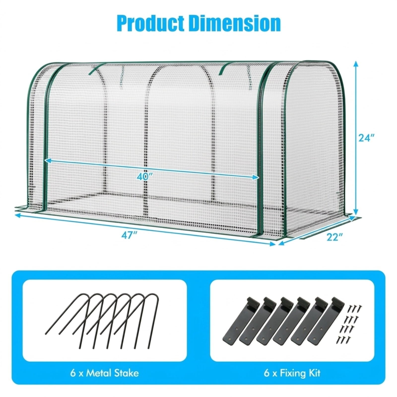 Biotree Mini Tunnel Greenhouse with Roll-up Zipper Door for Outdoor Garden Backyard Patio Vegetables Flowers, White