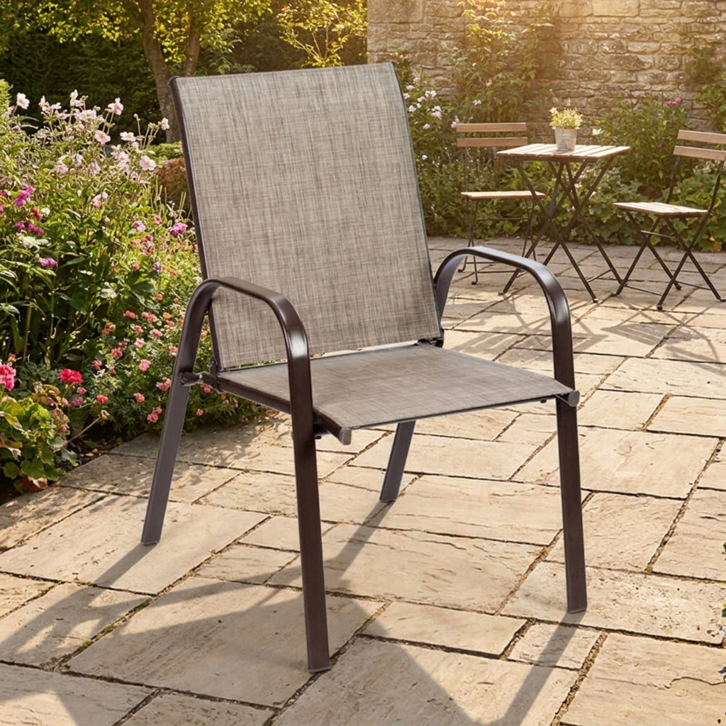 Biotree 2 Pcs Patio Chairs Outdoor Dining Chair with Armrest Stackable Patio Chair for Garden BackyardGray
