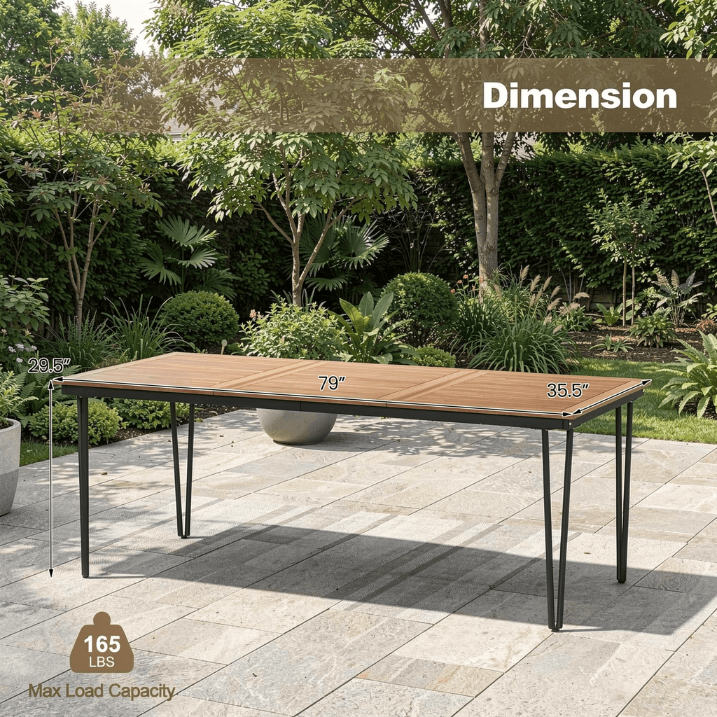 Biotree 79 In Outdoor Dining Table for 8 with Umbrella Hole