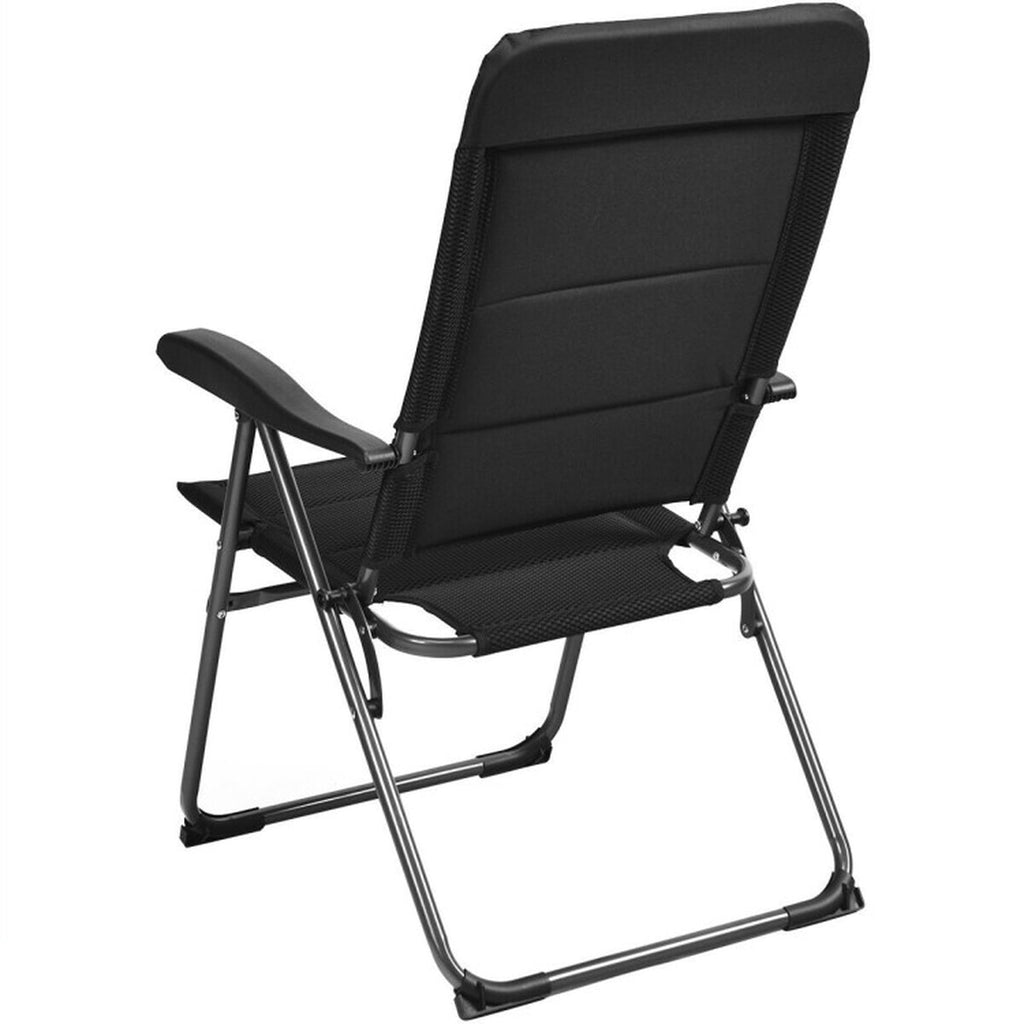 Biotree Set of 4 Patio Folding Chairs with Adjustable Backrest Stackable Patio Chair for Garden BackyardBlack