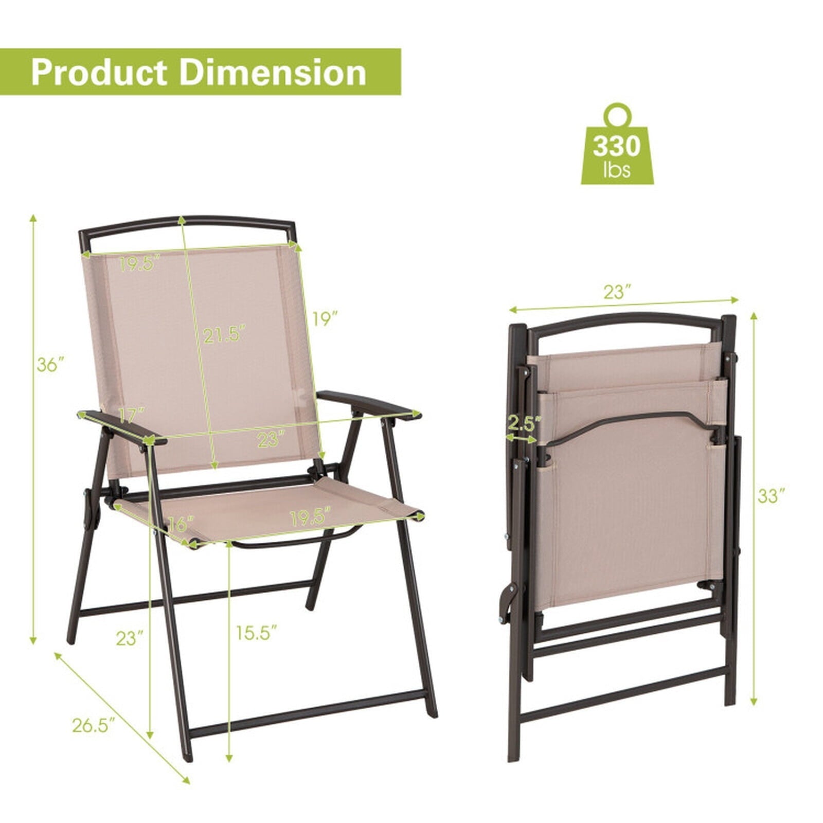 Biotree Set of 2 Patio Dining Chairs with Armrests and Rustproof Steel Frame Stackable Patio Chair for Garden BackyardBeige