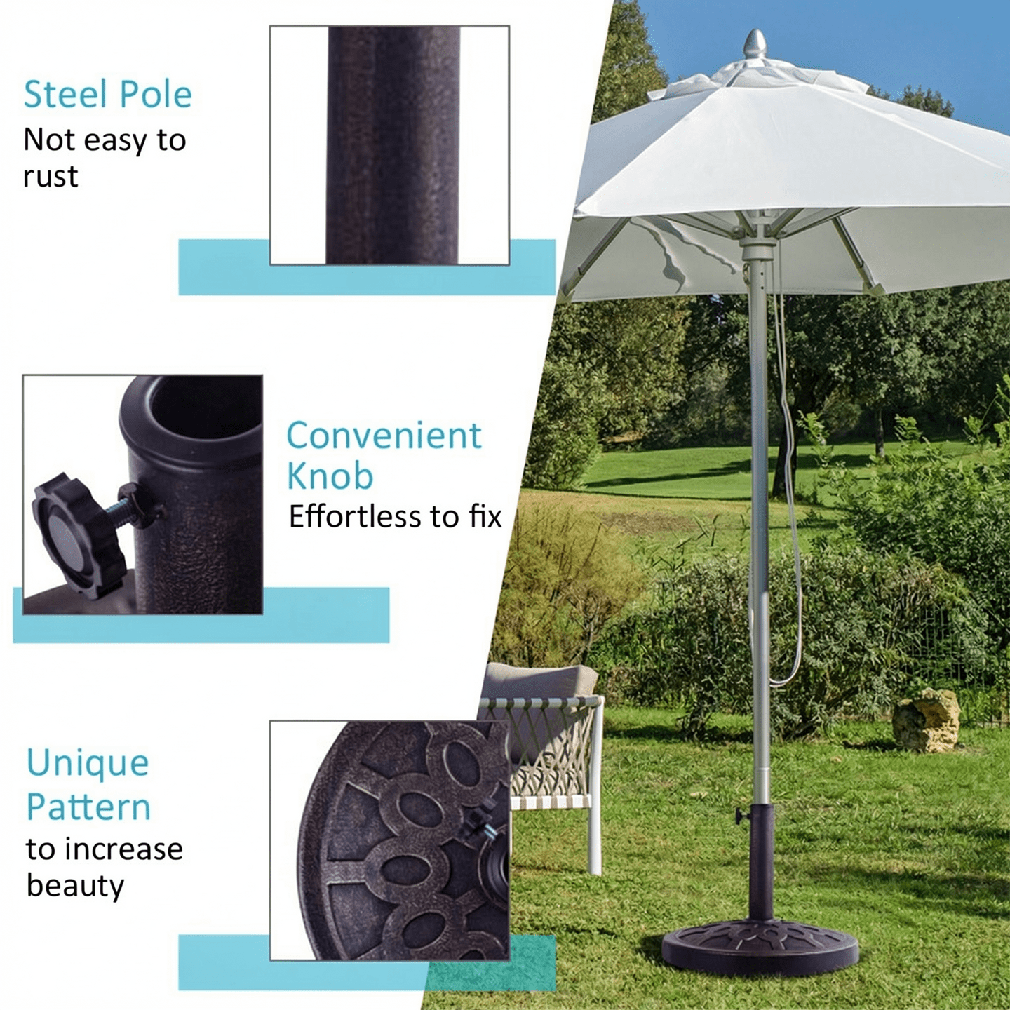 Biotree 30lbs 18 Inches Heavy Duty Outdoor Patio Market Umbrella Base Bronze - Heavy Duty Outdoor Patio Stand