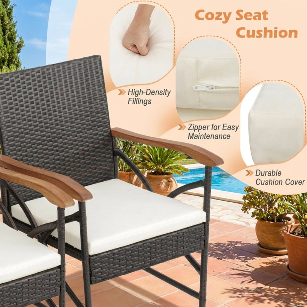 Biotree Set of 2/4 Patio Wicker Dining Chairs with Soft Zippered Cushion-Set of 2 Stackable Patio Chair for Garden BackyardMix Brown