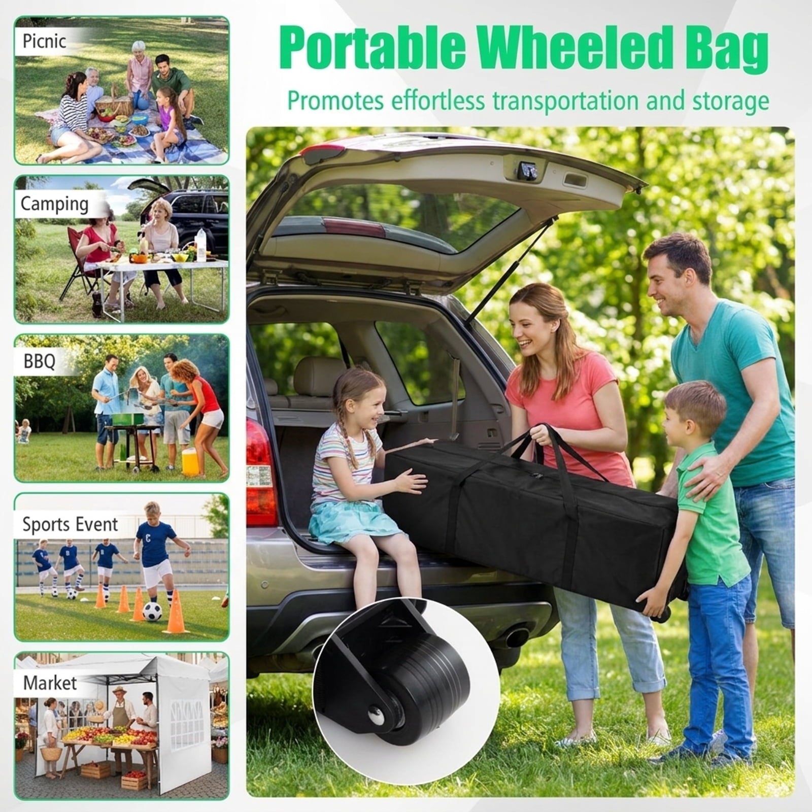 Biotree 10 x 10 FT Pop Up Canopy Tent with 3 Sidewalls, Awning & Wheeled Bag,Waterproof for Outdoor Party Supplier Camping Beach,White
