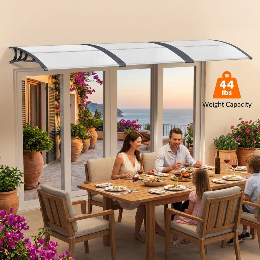 Biotree 48 x 40 Inch Outdoor Front Door Window Awning Door Canopy Exterior for Patio Deck Door Window Sun Rain Protection, Gray