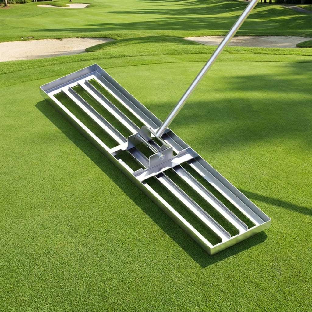 Biotree 42 x 10 Inch Lawn Leveling Rake with Ergonomic Handle for Lawn Garden Yard Soil Care, Silver