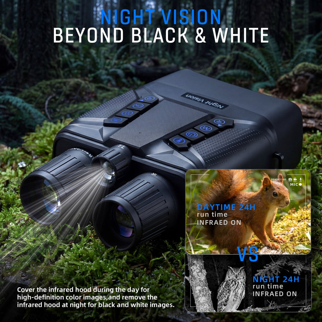4K Night Vision Goggles for Adults Hunting, 8X Digital Night Vision Binoculars, 3.99inch Large Screen, 64GB Card, 2000FT Range, 40MP Photo Video