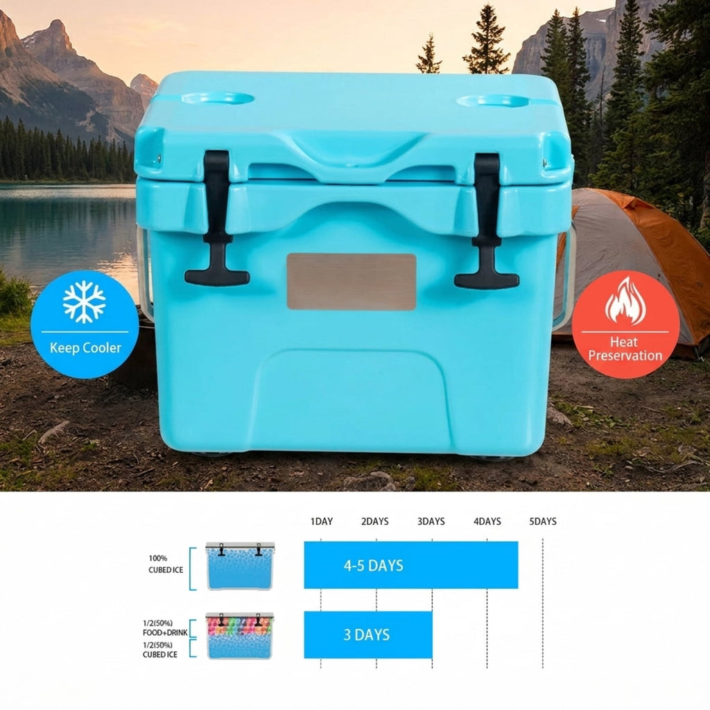 Biotree 16 Quart 24 Can Capacity Portable Insulated Ice Cooler with 2 Cup Holders, Blue